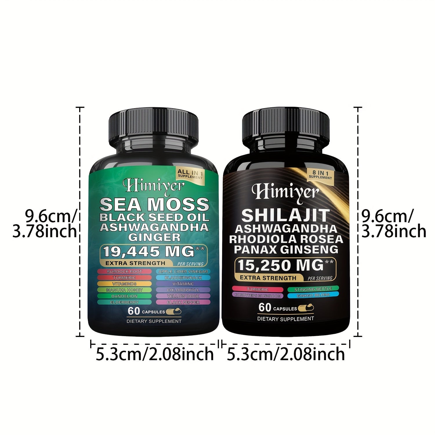[2PCS - Special August Promo]Sea Moss &SHILAJIT 7000mg, Black Seed Oil 4000mg, Ashwagandha 2000mg, Ginger & Shilajit 9000mg, Rhodiola Rosea 1000mg, Panax Ginseng 1500mg, All-in-One Supplement Pills-Energy Boost, Complete Trac