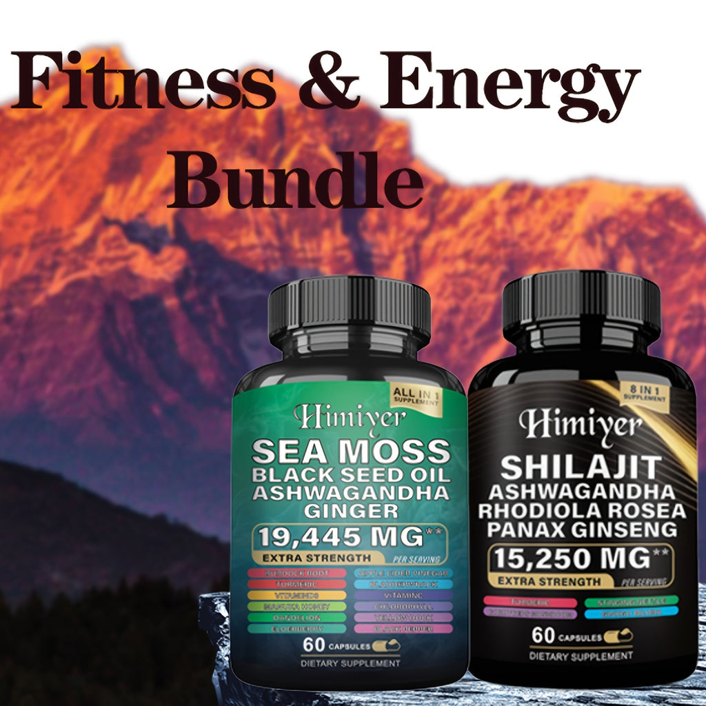 [2PCS - Special August Promo]Sea Moss &SHILAJIT 7000mg, Black Seed Oil 4000mg, Ashwagandha 2000mg, Ginger & Shilajit 9000mg, Rhodiola Rosea 1000mg, Panax Ginseng 1500mg, All-in-One Supplement Pills-Energy Boost, Complete Trac