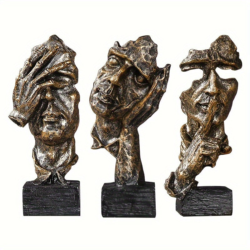 3pcs Modern Thinker Statue Set - Creative Room Decoration, Home Office Accessory, Eid Al-Adha Mubarak Gift Idea - Unique Artistic Printmaking for Intellectual Space
