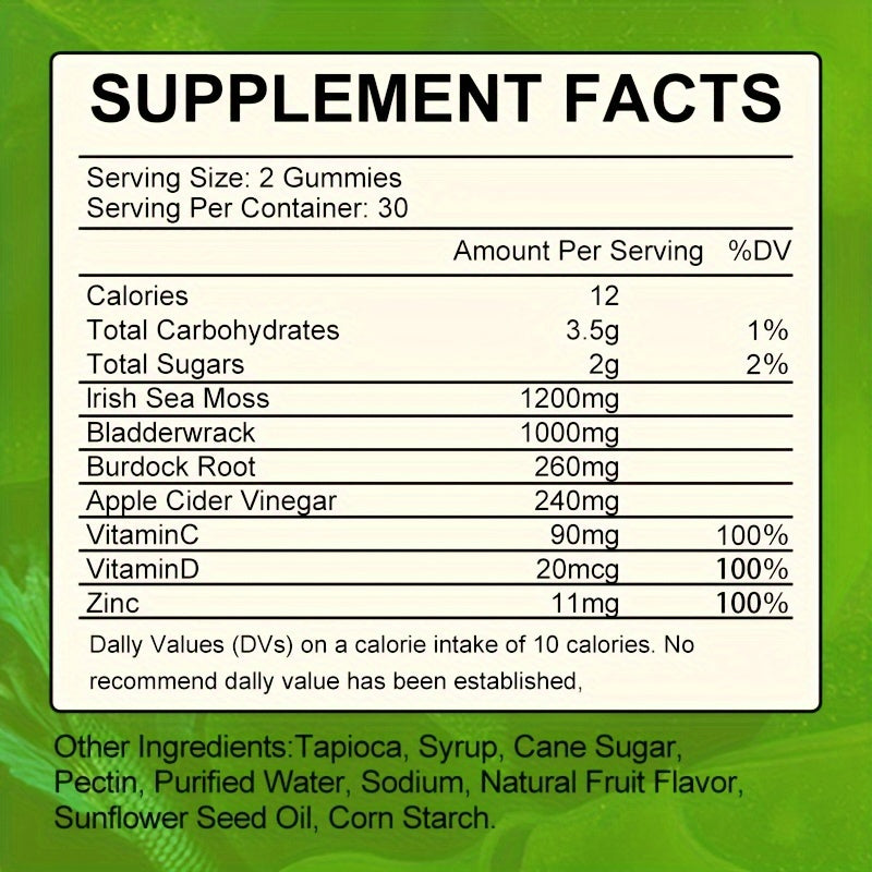 BEWORTHS, 2btls, Sea Moss Gummies, 1200mg Seamoss Supplement For Energy, 120 Capsules