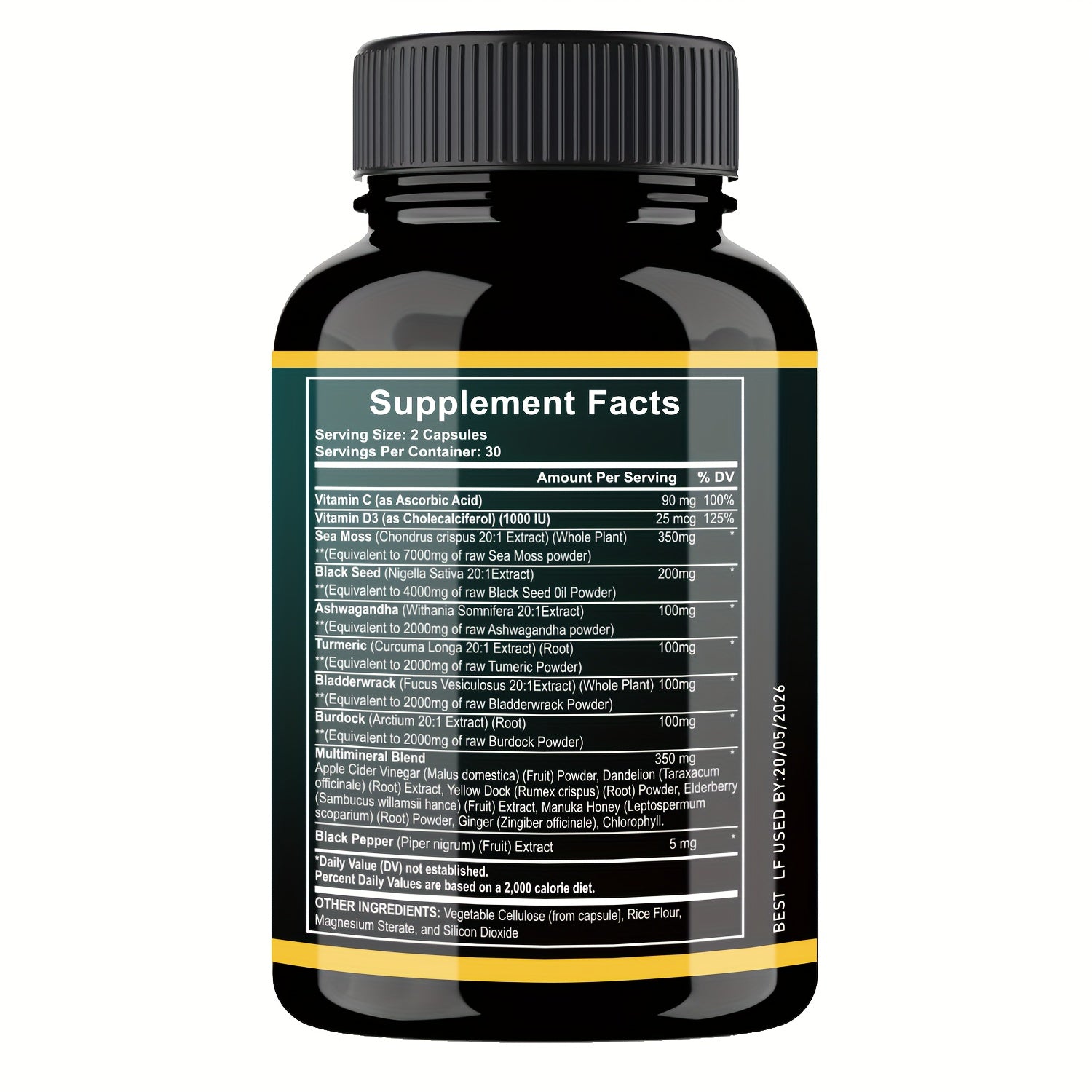 2pcs Wellness Bundles - Sea Moss 7000mg, Black Seed Oil 4000mg, Ashwagandha 2000mg, Ginger & Shilajit 9000mg, Rhodiola Rosea 1000mg, Panax Ginseng 1500mg, All-in-One Supplement Pills