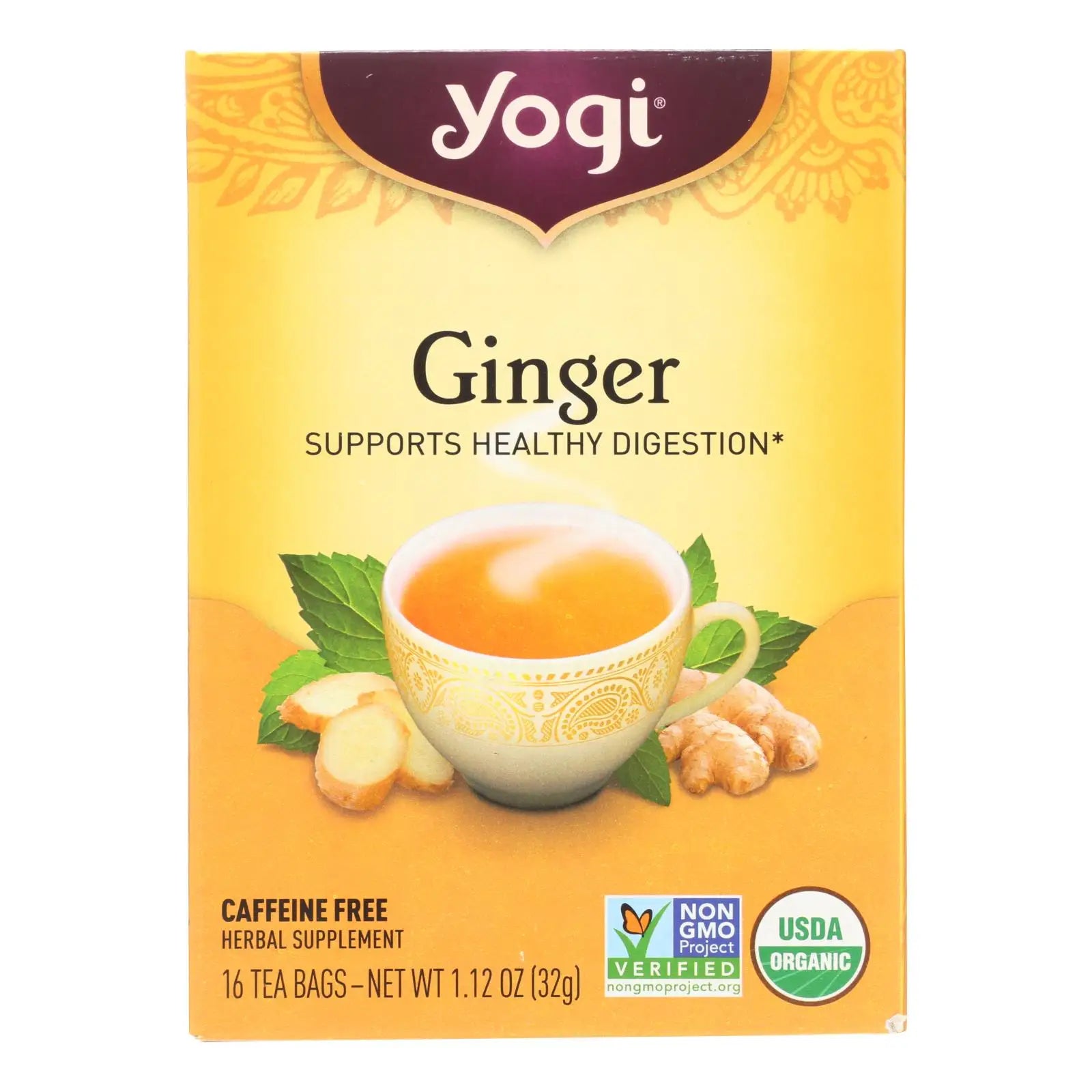 UD_Yogi Organic Herbal Tea Caffeine Free Ginger - 16 Tea Bags - Case Of 6