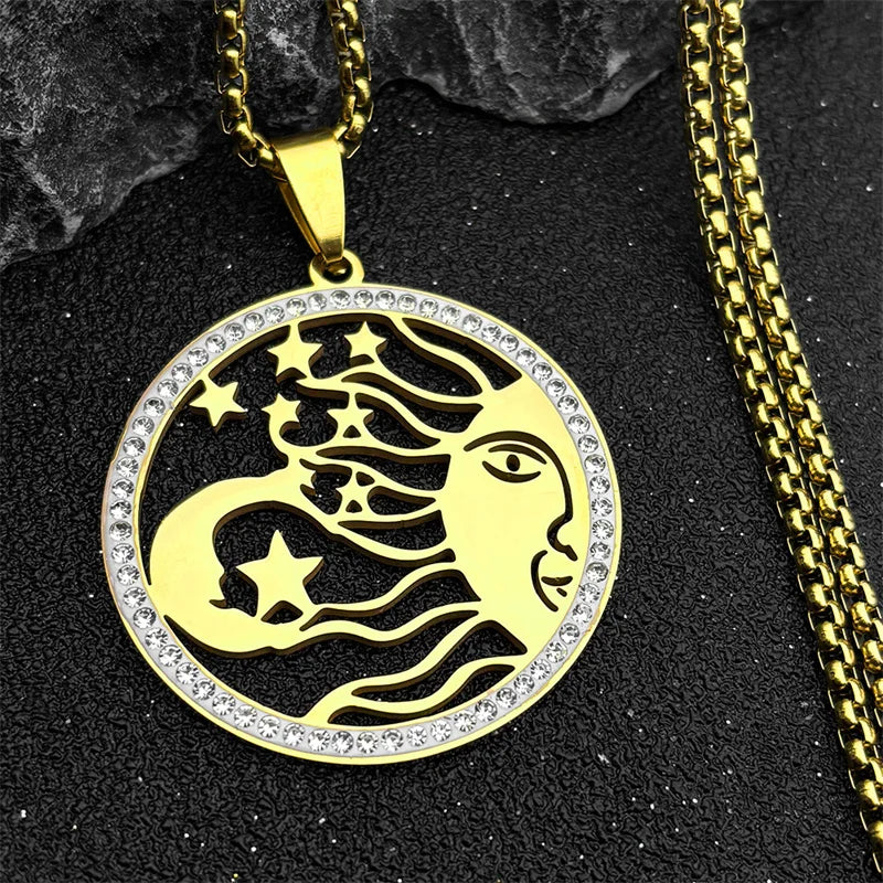 Fashion Tree of Life Stainless Steel Crystal Necklaces Pendants Women Gold Color Neckless Jewelry bijoux acier innoxydable femme
